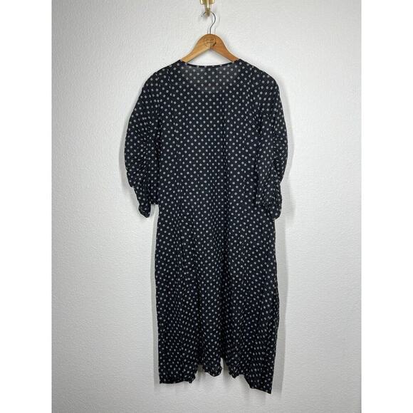 Spirit House Polka Dot Midi Dress Small Lagenlook Crinkle Cotton - Picture 4 of 5